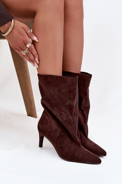 Slip-on Women's Ankle Boots with Heel Chocolate Solvienne