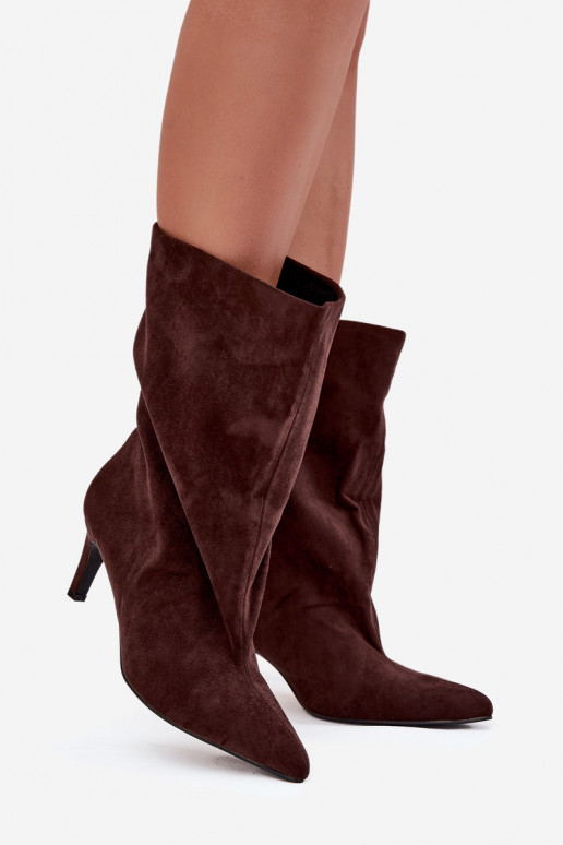 Slip-on Women's Ankle Boots with Heel Chocolate Solvienne