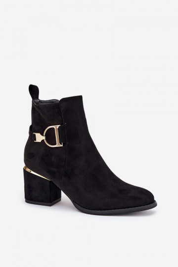 Insulated women's ankle boots with a heel with gold elements black Ambrine 2