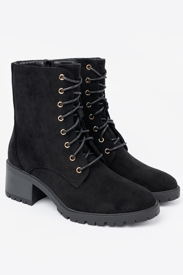 Comfortable black boots z okrągłym noskiem