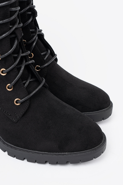 Comfortable black boots z okrągłym noskiem