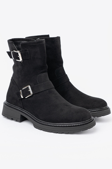 NoInoczesne black boots ze silvermi klamrami