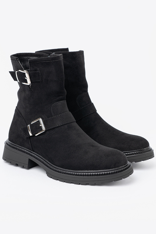 NoInoczesne black boots ze silvermi klamrami