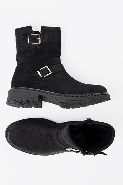 NoInoczesne black boots ze silvermi klamrami