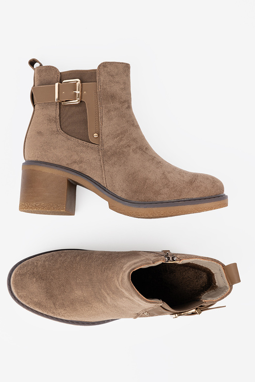 Stylowe botki beżowe na wygodnym obcasie Stylowe botki beżowe na wygodnym obcasie