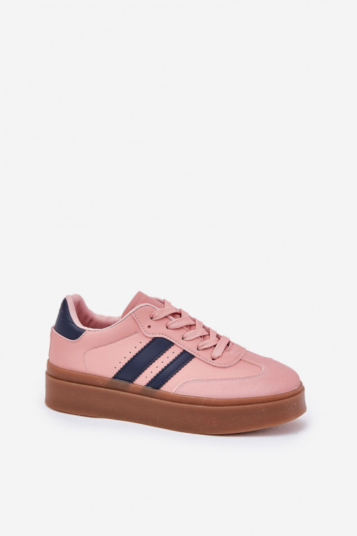 Women's Platform Sneakers Made Of Eco Leather Pink Ediriella