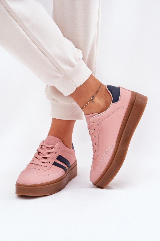 copy of Sneakersy Damskie Na Platformie Z Eko Skóry Różowe Ediriella