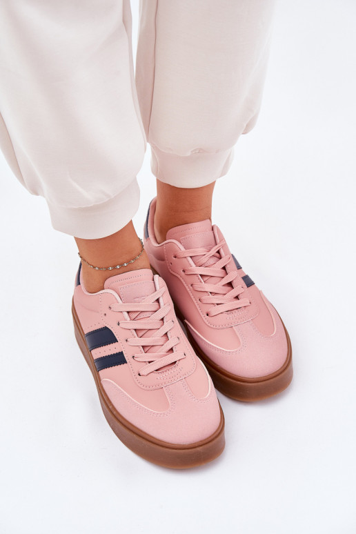 Women's Platform Sneakers Made Of Eco Leather Pink Ediriella