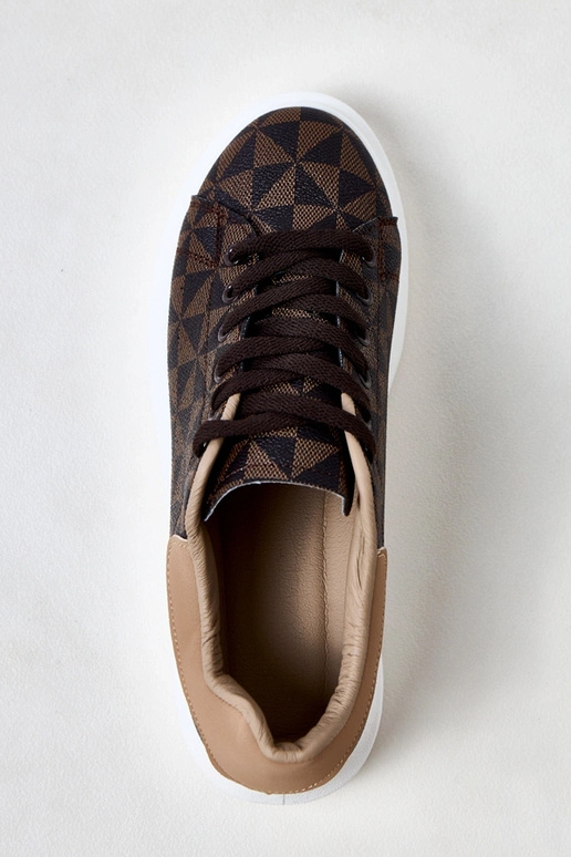 Brązowe sneakersy na platformie z... Brązowe sneakersy na platformie z...