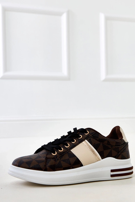 Brązowe sneakersy na platformie z... Brązowe sneakersy na platformie z...