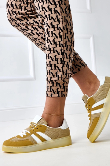 Żółte sneakersy siateczkowe z białą wstawką Weka 2
