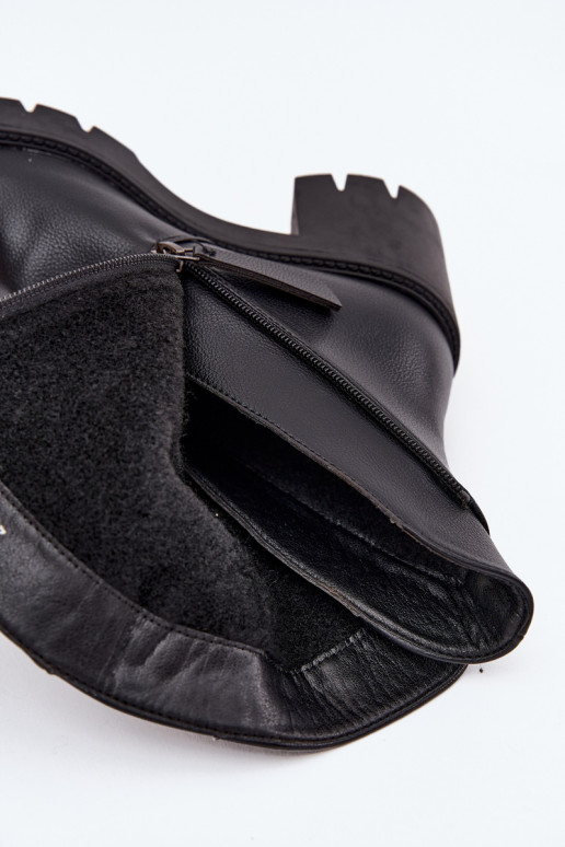 Women's Ankle Boots With Thick Heel With Double Zipper Vinceza 58605 Black