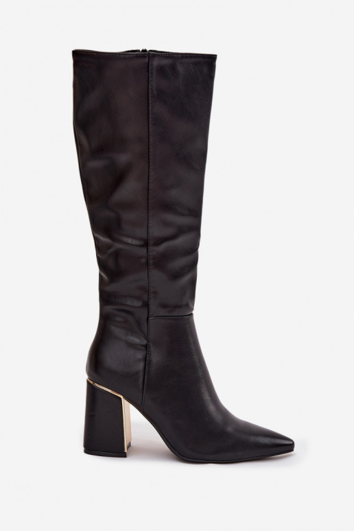 Women's heeled boots with gold element black Alessine Women's heeled boots with gold element black Alessine