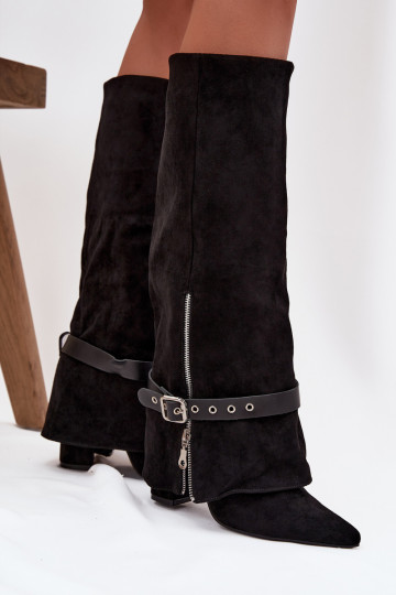 Women's Heeled Boots with Decorative Strap Black Jolivine 2