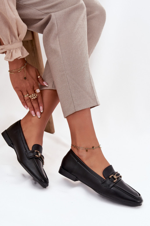 Półbuty Loafersy DamskiewithOzdobą Czarne Priscelle