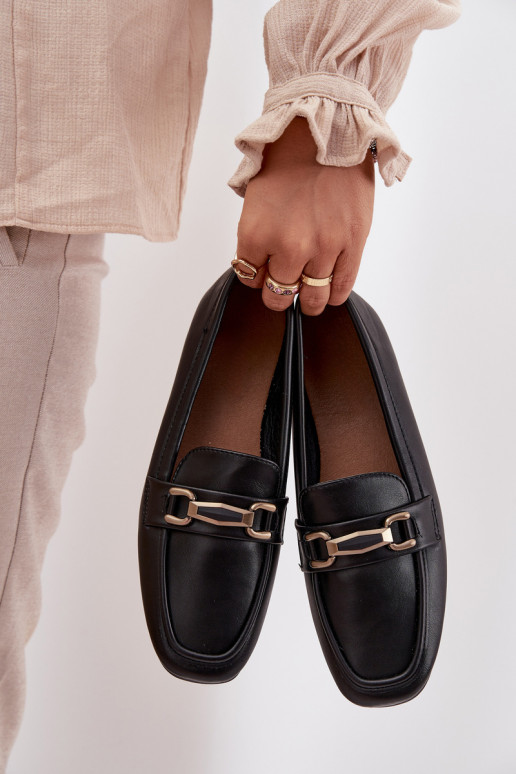 Półbuty Loafersy DamskiewithOzdobą Czarne Priscelle