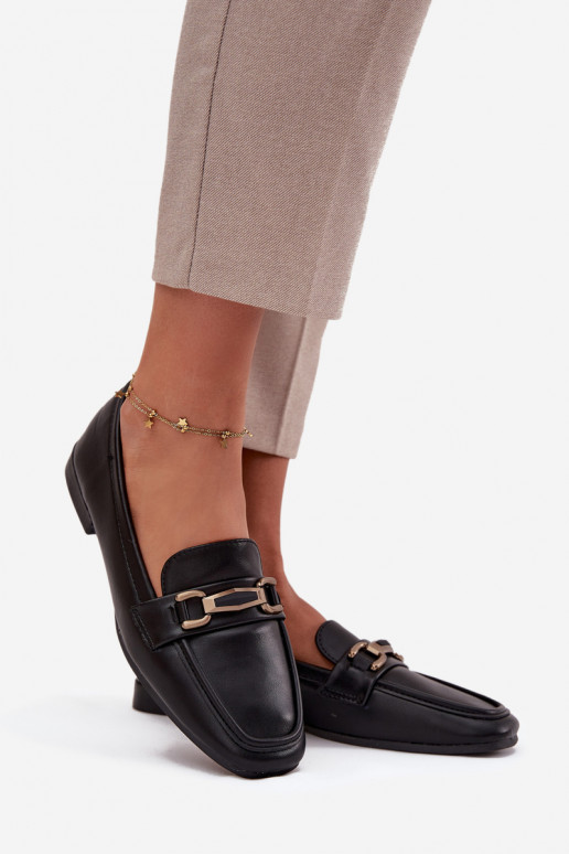 Półbuty Loafersy DamskiewithOzdobą Czarne Priscelle