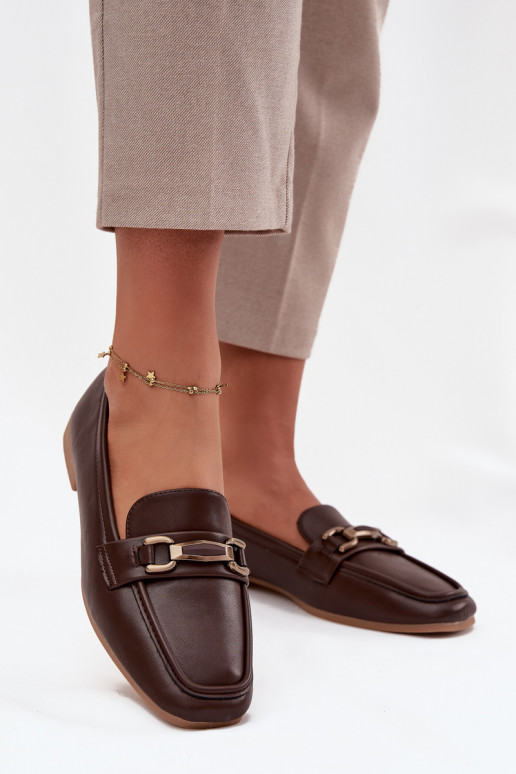 Półbuty Loafersy DamskiewithOzdobą Brązowe Priscelle