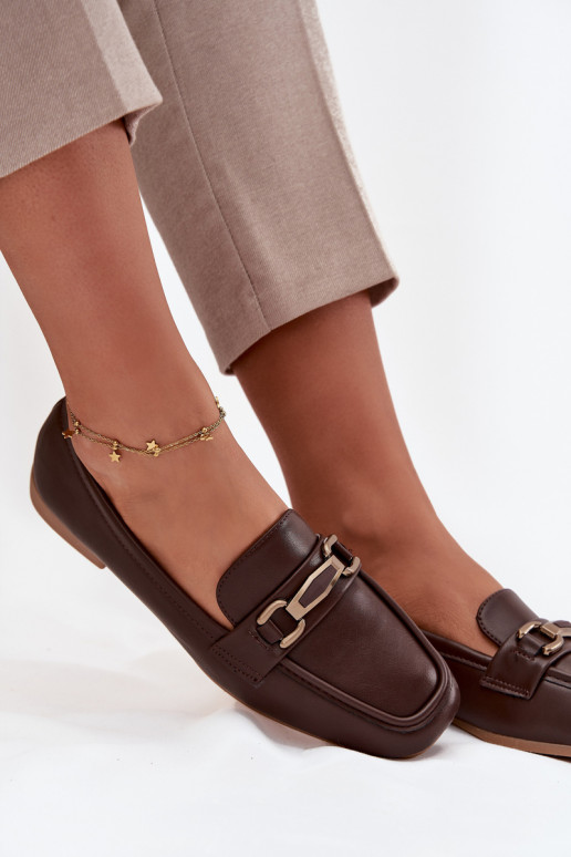 Półbuty Loafersy DamskiewithOzdobą Brązowe Priscelle