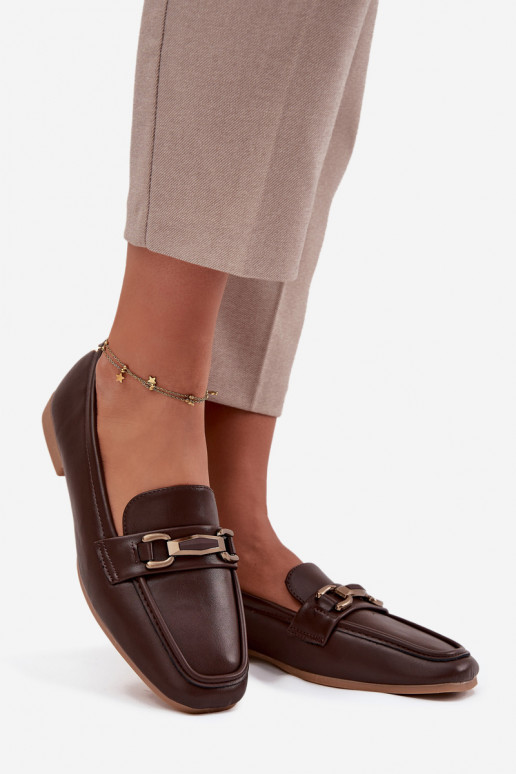 Półbuty Loafersy DamskiewithOzdobą Brązowe Priscelle