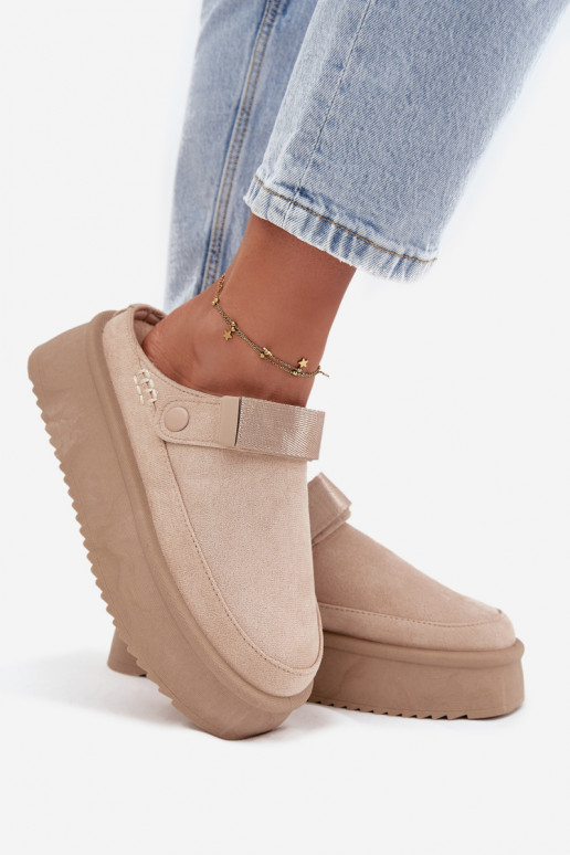 Snow Boots With Decorative Embroidery Beige Selithria Snow Boots With Decorative Embroidery Beige Selithria