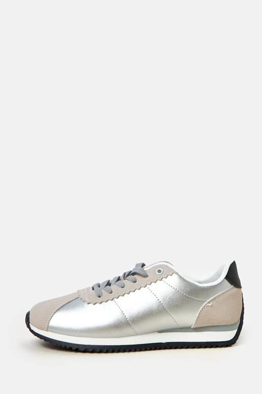 Srebrne sneakersy sportowe z beżową... Srebrne sneakersy sportowe z beżową...