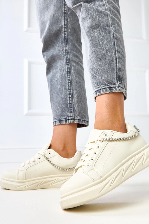 Beżowe sneakersy na platformie z... Beżowe sneakersy na platformie z...