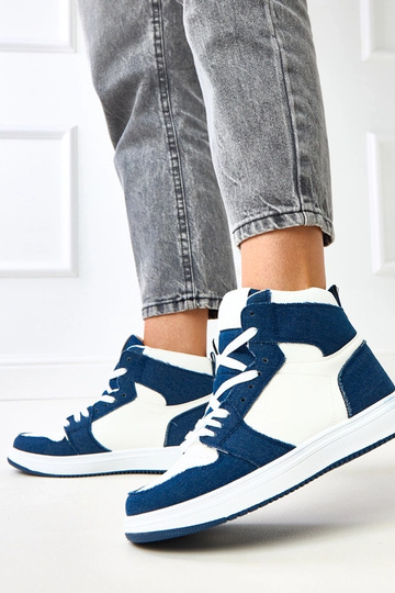 Wysokie sneakersy za kostkę z ciemnym jeansowym motywem Kasna 2