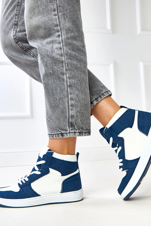 Wysokie sneakersy za kostkę z ciemnym...