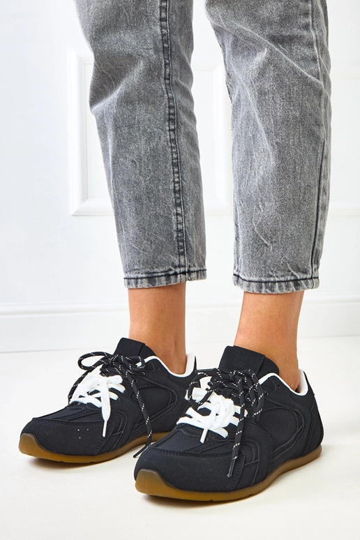 Czarne sneakersy z podwójnym... Czarne sneakersy z podwójnym...