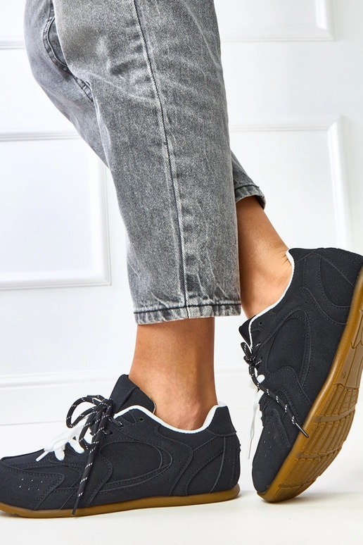 Czarne sneakersy z podwójnym... Czarne sneakersy z podwójnym...