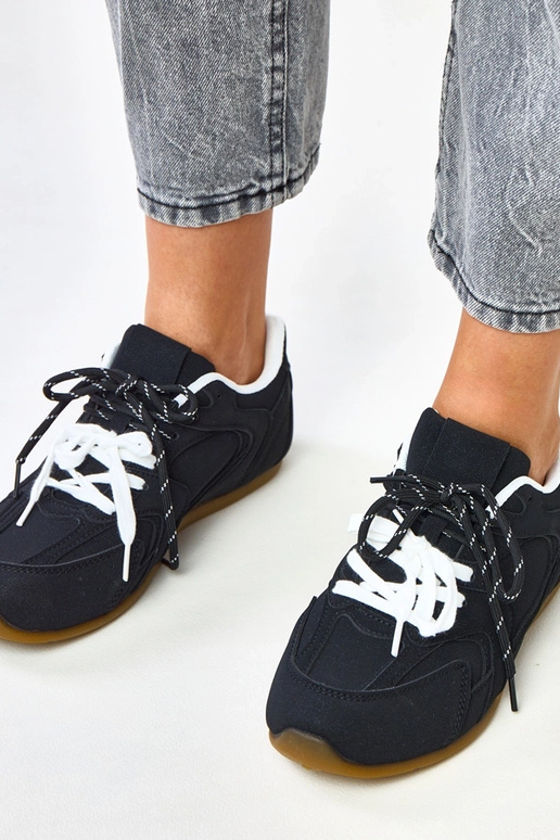 Czarne sneakersy z podwójnym... Czarne sneakersy z podwójnym...