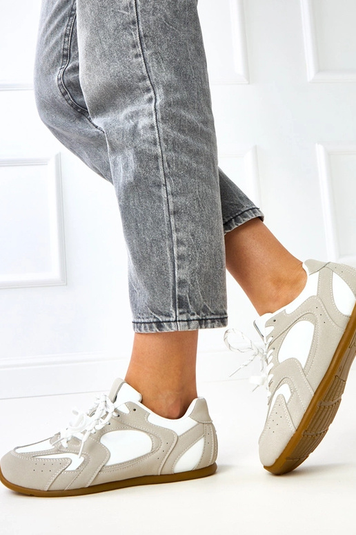 Biało- beżowe sneakersy z podwójnym... Biało- beżowe sneakersy z podwójnym...