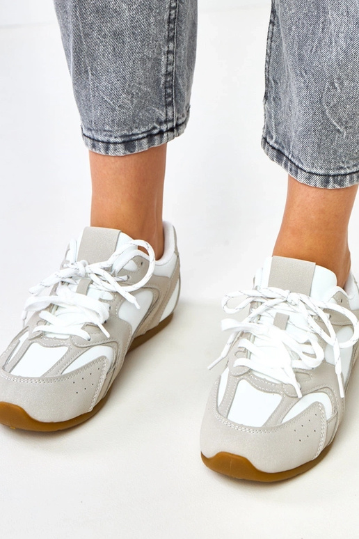 Biało- beżowe sneakersy z podwójnym... Biało- beżowe sneakersy z podwójnym...