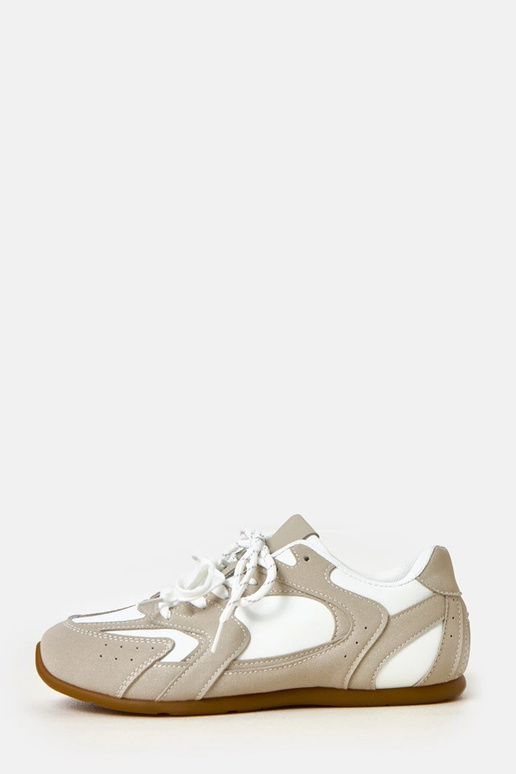 Biało- beżowe sneakersy z podwójnym... Biało- beżowe sneakersy z podwójnym...