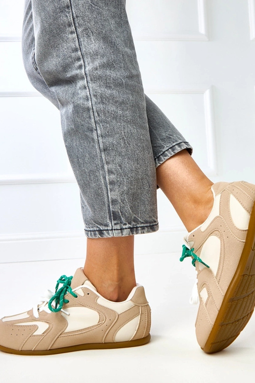 Beżowe sneakersy z podwójnym... Beżowe sneakersy z podwójnym...