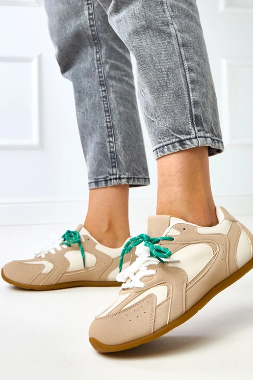 Beżowe sneakersy z podwójnym... Beżowe sneakersy z podwójnym...