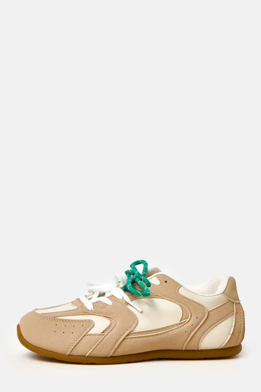 Beżowe sneakersy z podwójnym... Beżowe sneakersy z podwójnym...