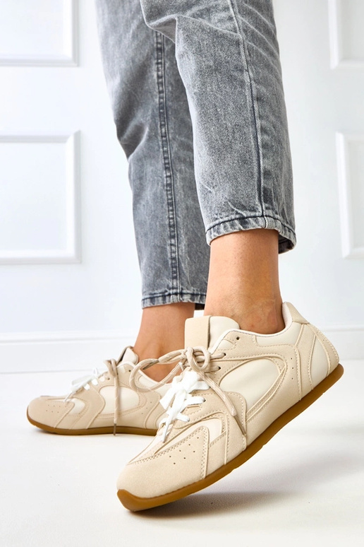 Beżowe sneakersy z podwójnym... Beżowe sneakersy z podwójnym...