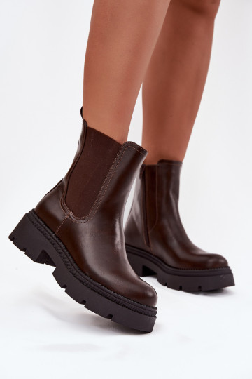 Insulated ankle boots with zipper chocolate Niviane