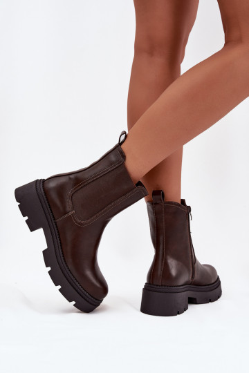 Insulated ankle boots with zipper chocolate Niviane 2