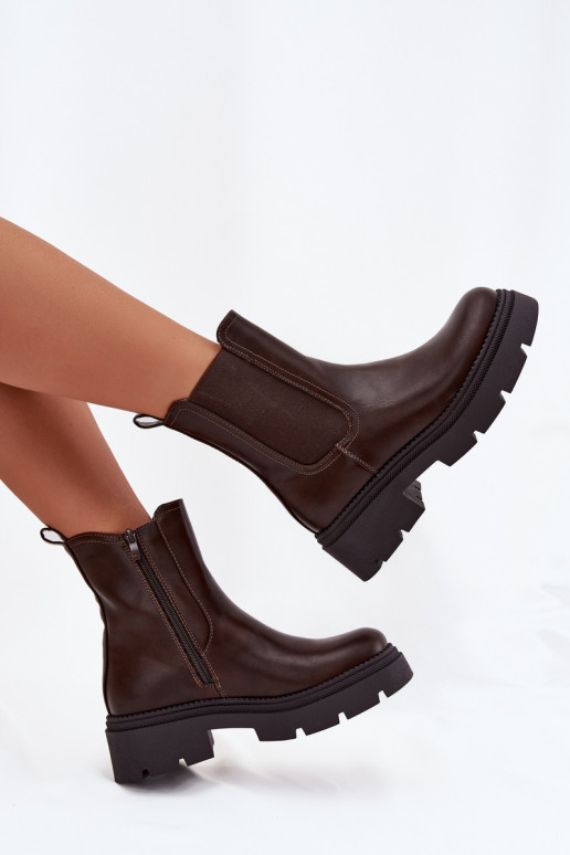 Insulated ankle boots with zipper chocolate Niviane