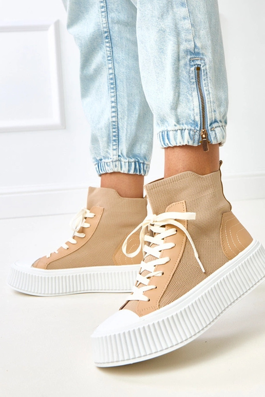 Brązowe trampki wsuwane skarpetkowe...