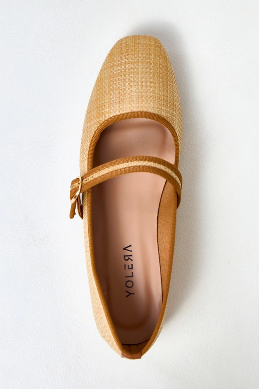 Bązowe balerinki plecione ze... Bązowe balerinki plecione ze...