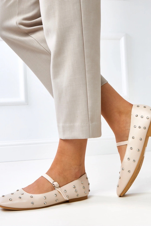 Beżowe balerinki z kryształkami Heidi Beżowe balerinki z kryształkami Heidi