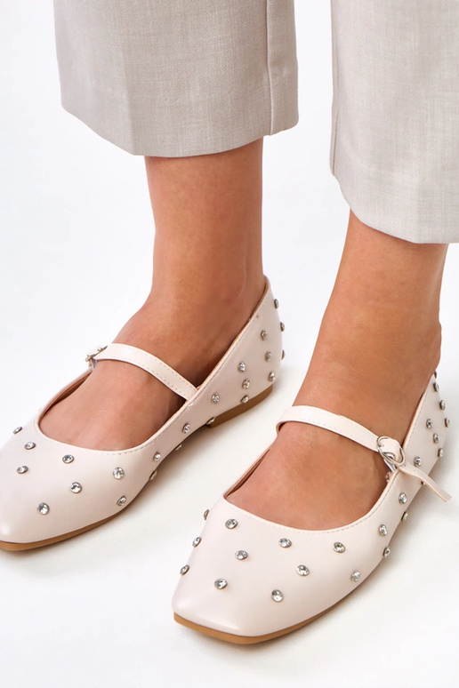 Beżowe balerinki z kryształkami Heidi Beżowe balerinki z kryształkami Heidi