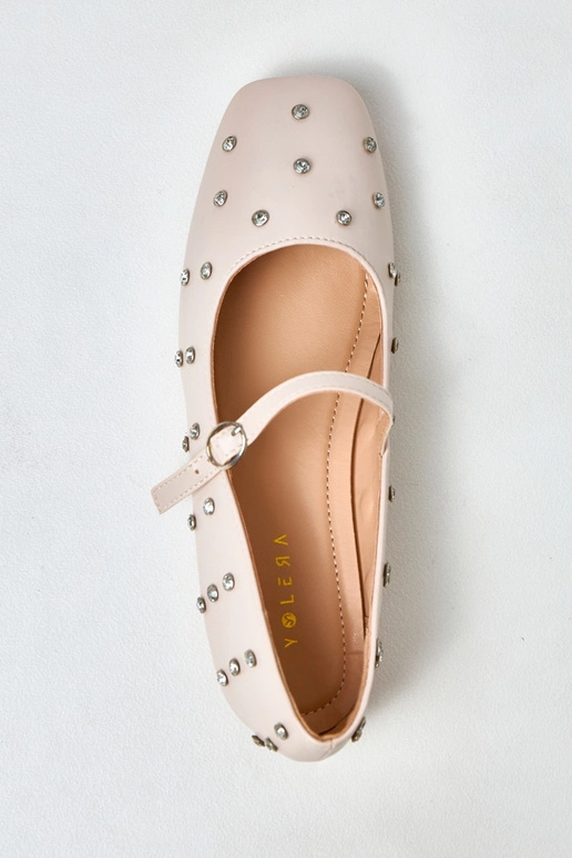 Beżowe balerinki z kryształkami Heidi Beżowe balerinki z kryształkami Heidi