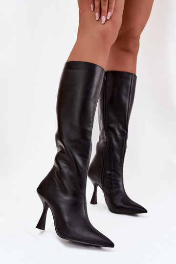 Women's Knee-High Heeled Boots Black Vionette 2