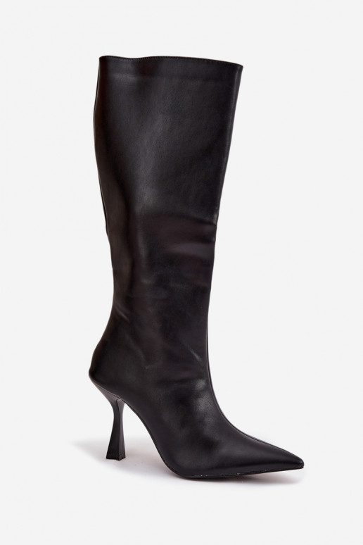 Women's Knee-High Heeled Boots Black Vionette Women's Knee-High Heeled Boots Black Vionette