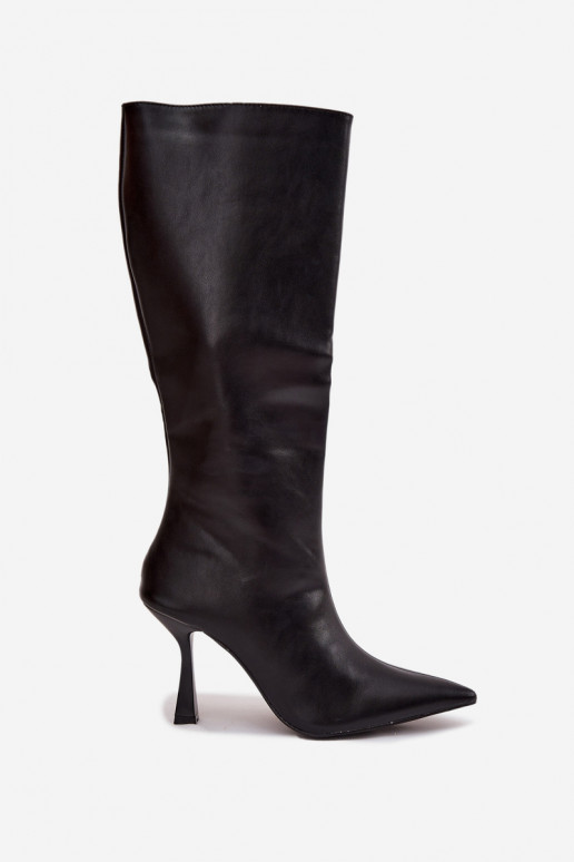 Women's Knee-High Heeled Boots Black Vionette Women's Knee-High Heeled Boots Black Vionette